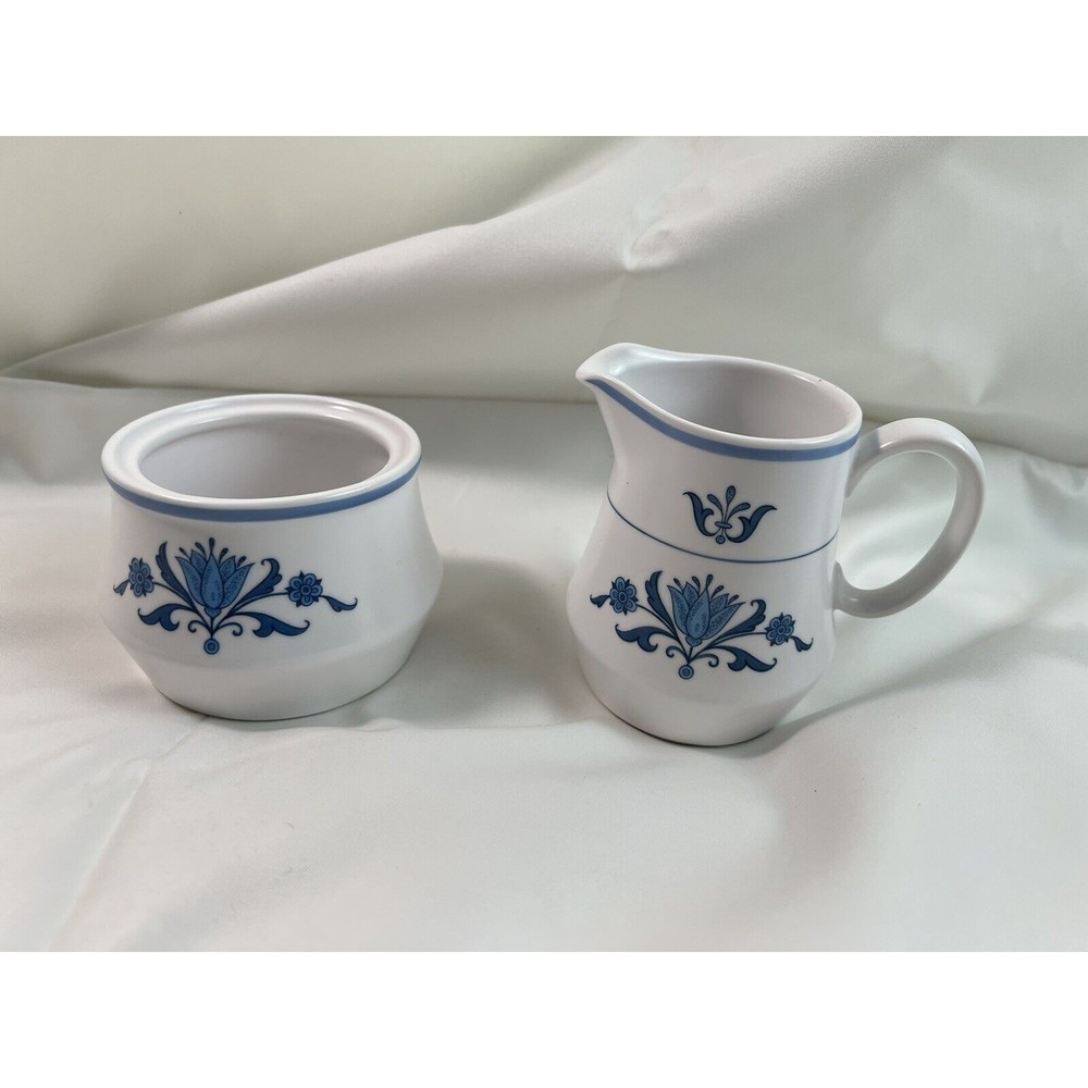VTG Noritake Progression China~ Blue Haven Creamer‎ and Sugar Bowl~ Japan
